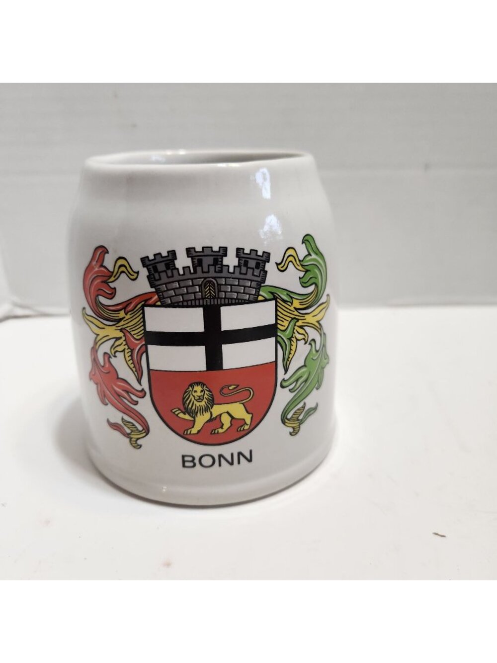 Vintage Gerz Bonn Germany Beer Stein Mug Ceramic Lion Crest 4" Tall